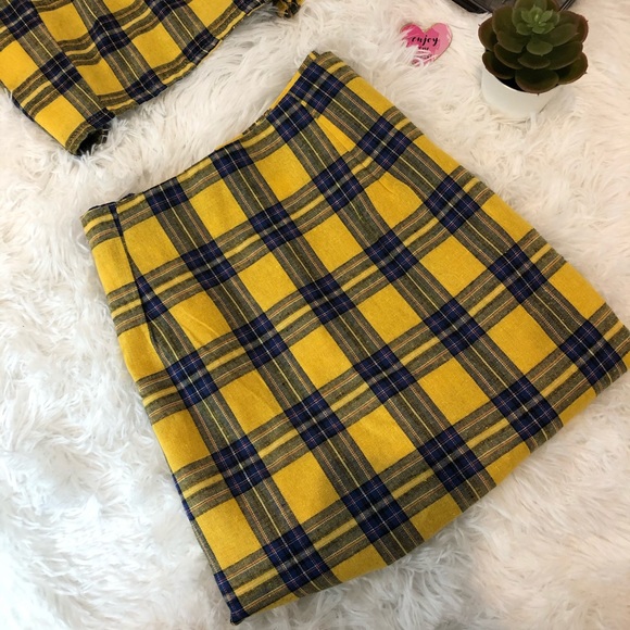 Yellow Checkered Skirt - Picture 1 of 8